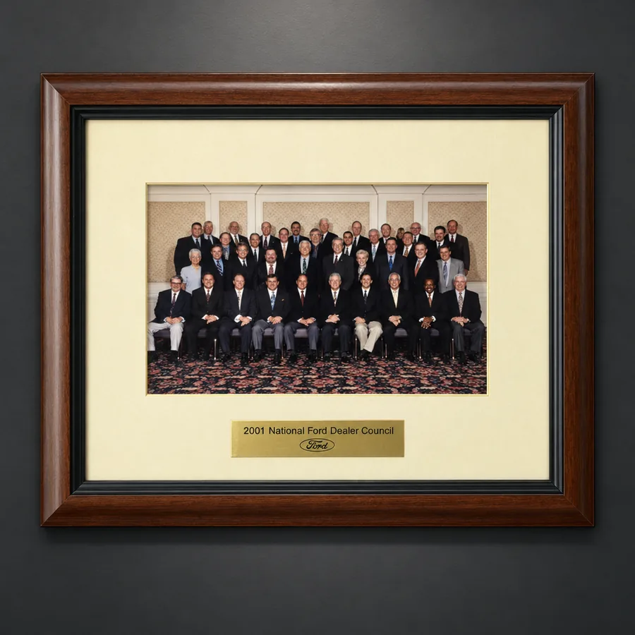 Framed 2001 National Ford Dealer Council photograph
